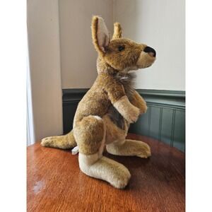 DEMDACO Realistic Kangaroo Plush Stuffed Animal Toy Brown Tan